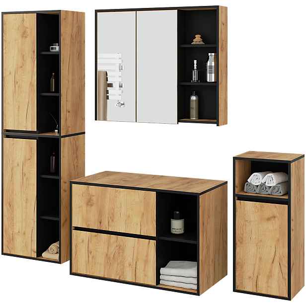 Ak furniture Koupelnová sestava VAMI II dub craft/černá