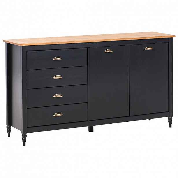Beliani SIDEBOARD se 2 dveřmi Borovicové dřevo Černý Shillington