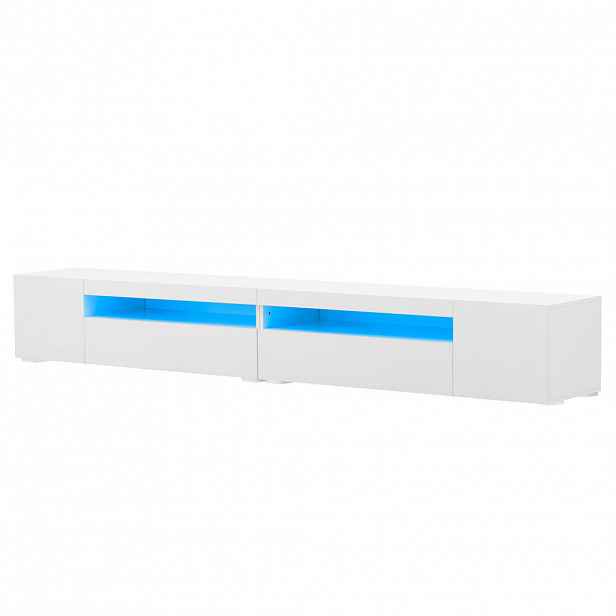 OKWISH TV stolek 240/38,5/35,5 cm bílý z MDF s LED osvětlením a symetrickým designem