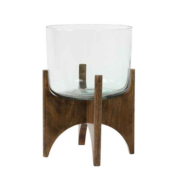 Skleněná váza/svícen na dřevěné noze Jace - Ø31*43 cm Light & Living