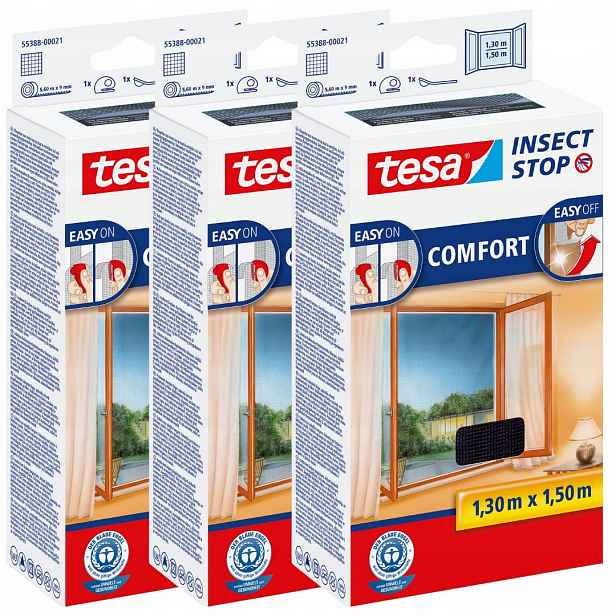 Tesa Comfort Moskytiéra proti hmyzu Síť na okno 1,3 x 1,5 m černá