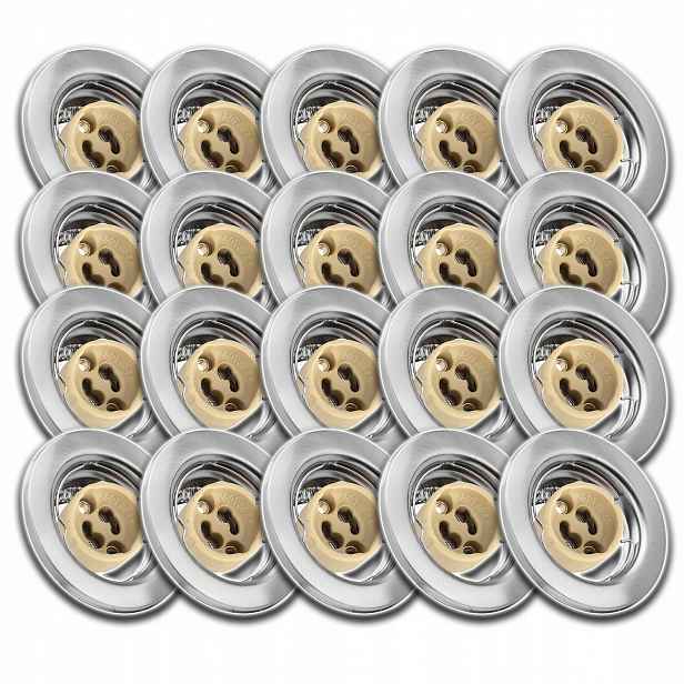 20xSATÉNOVÉ Kulaté Stropní Svítidlo Halogen+zásuvka Konektor GU10 Na Žárovku