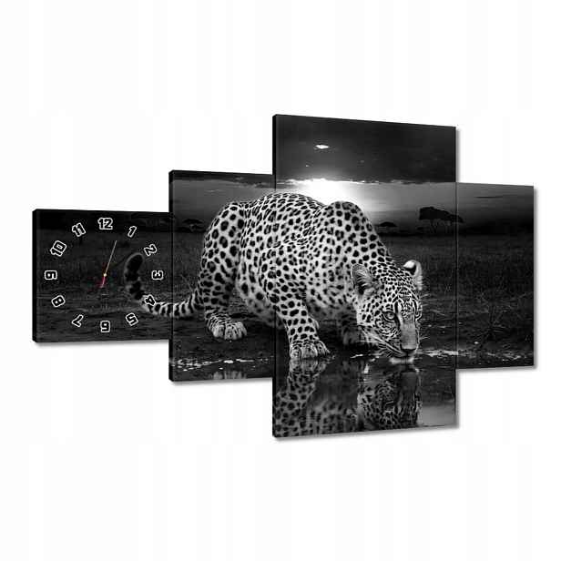 Hodiny 130x80 Na Zeď Gepard Tygr Obývací Pokoj