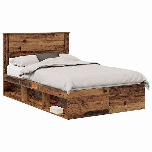 vidaXL Rám postele Staré dřevo 120 x 190 cm Masivní borové dřevo