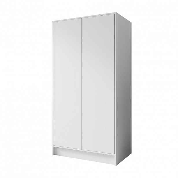 Beautysofa ŠATNÍ skříň Gava se dvěma hladkými dveřmi, 100 cm, bílá