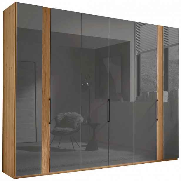 Dieter Knoll ŠATNÍ SKŘÍŇ S OTOČNÝMI DVEŘMI, dub, dub bianco, lávově šedá, 300/216/58 cm