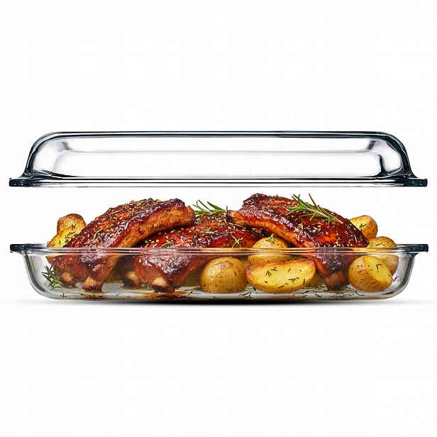 Žáruvzdorná Skleněná Nádoba Obdélníková S Víkem 2x3L Zapékací 39x23cm