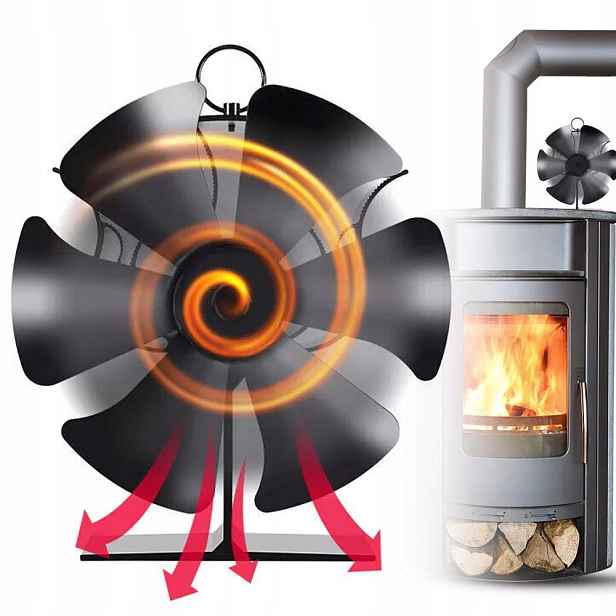 Termoelektrický Krbový Ventilátor Napájený Teplem, Tichý Ventilátor, Černý