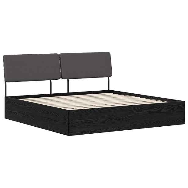 vidaXL Dvoulůžková postel s čelem černý dub a tmavě šedá 200 x 200 cm