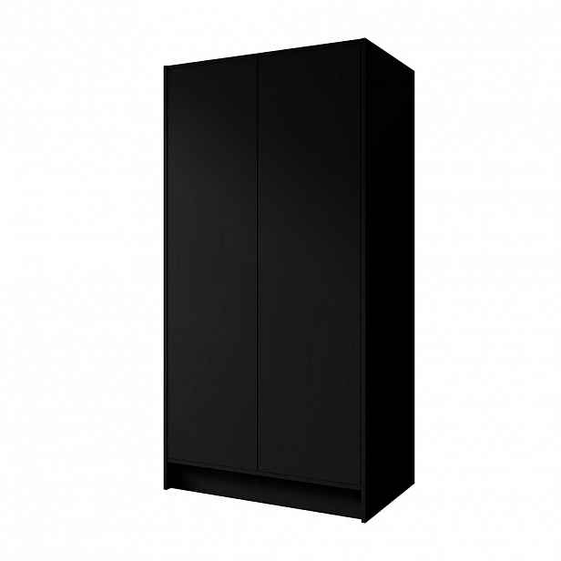 Beautysofa ŠATNÍ skříň Gava se dvěma hladkými dveřmi, 100 cm, černá