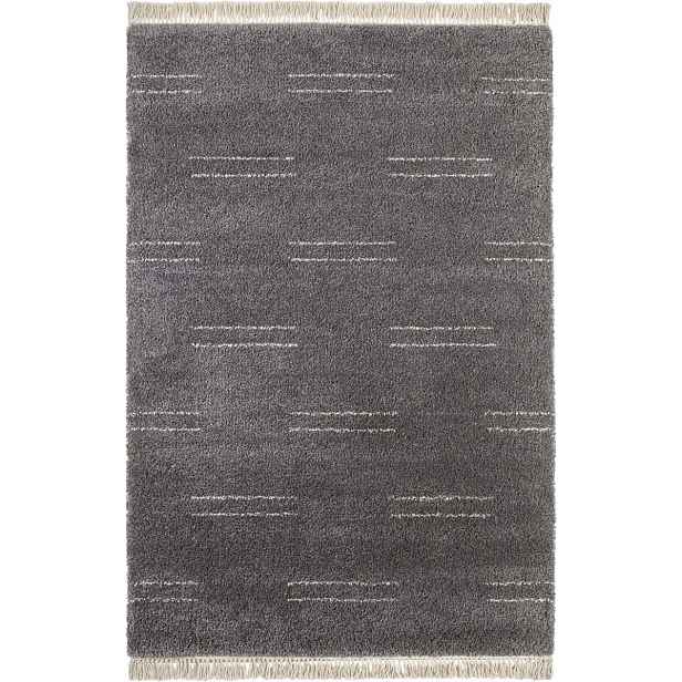 Šedo krémový hrubý koberec do obývacího pokoje s boho vzorem 80 x 150 cm