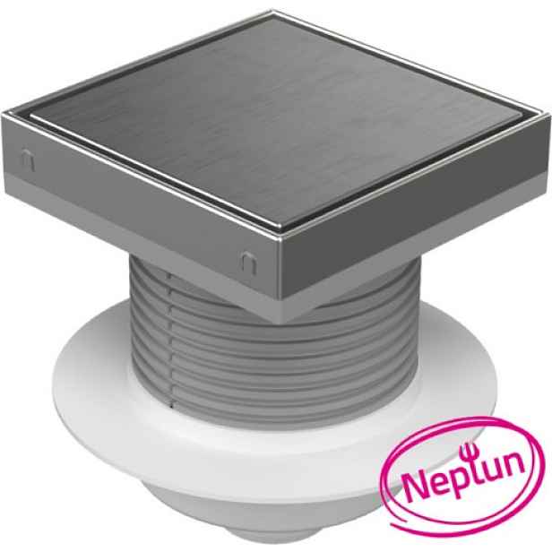 Chuděj Podlahová vpust spodní DN50; plovák Neptun; mřížka 150x150 mm nerez STEEL (Gule spodní DN50 s nerez mřížkou)