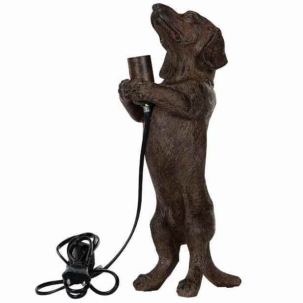 Lampa Jezevčík Stolní Pes Noční lampička E14 hnědá 36 cm boho