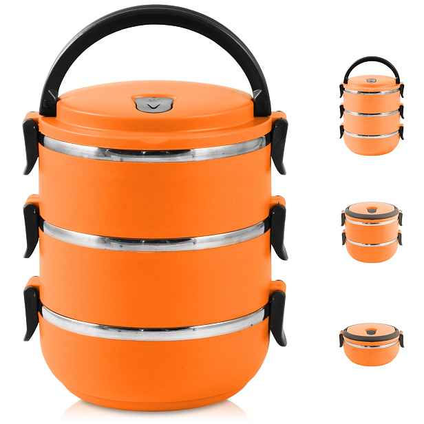 Perfect Home Termojídlonosič 3*0.5 l 3-dílny, oranžový