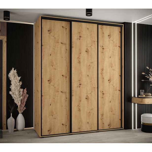 Šatní skříň ASIRI 1 - 190/60 cm, dub artisan / černá