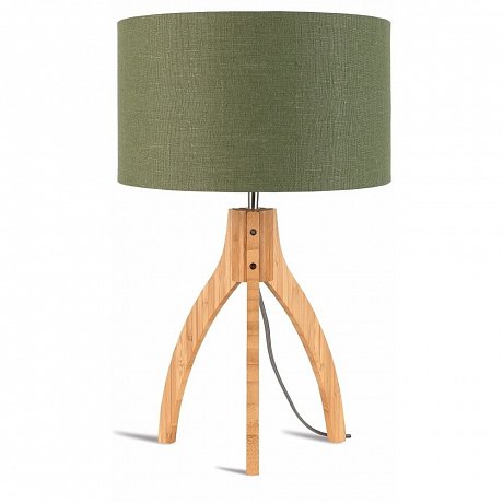 Stolní lampa se zeleným stínidlem a konstrukcí z bambusu Good&Mojo Annapurna
