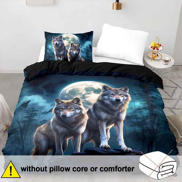 TEMU 2/3dílná sada povlečení s vlka, měkké a pohodlné, sada ložního prádla s vlkem Queen, ložní prádlo s vlkem Twin, sada ložního prádla s potiskem