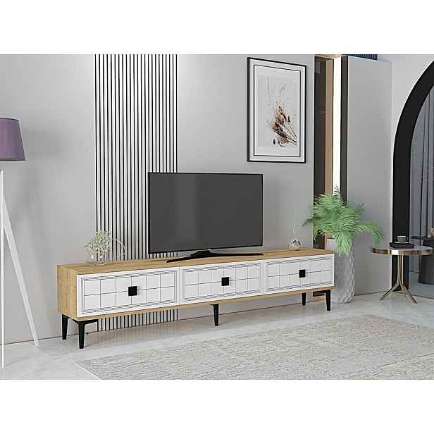 TV stolek Yuka 180 - Sapphire Oak, White