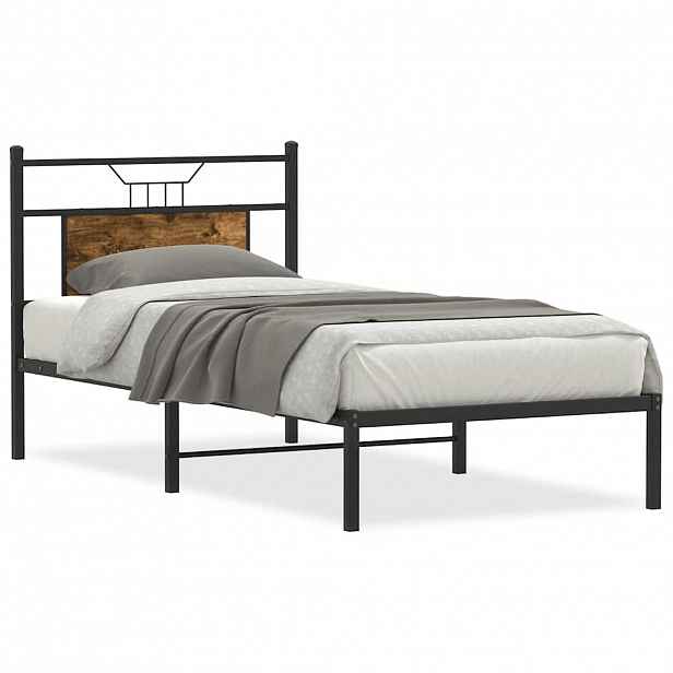 vidaXL Rám postele bez matrace kouřový dub 90x190 cm kompozitní dřevo