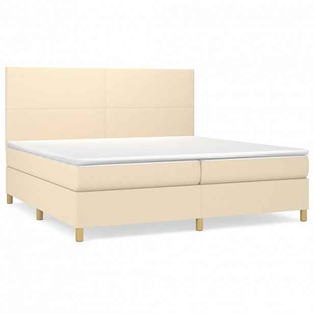 vidaXL Box spring postel s matrací krémová 200x200 cm textil