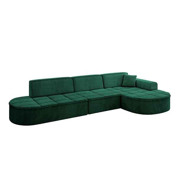 ALTDECOR ROHOVÁ SEDAČKA s otomanem, pravá TARO-L2 328x171x79,5 Zelená Velur