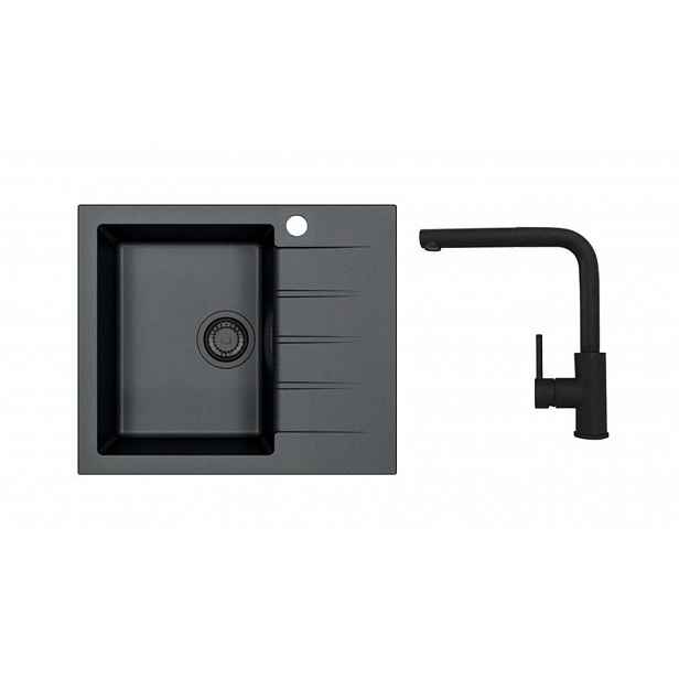 Alveus - Set dřezu Cadit 10 a baterie Zeos-P, deep black SETA25622