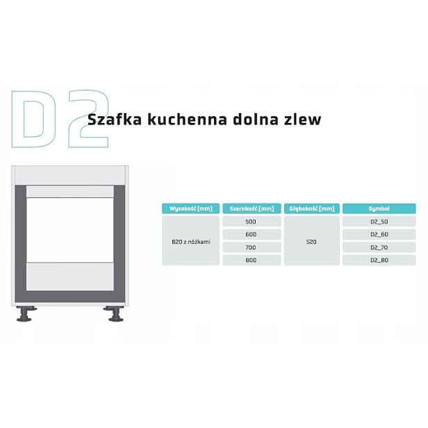D2 Spodní kuchyňská skříňka pod dřez 80 cm