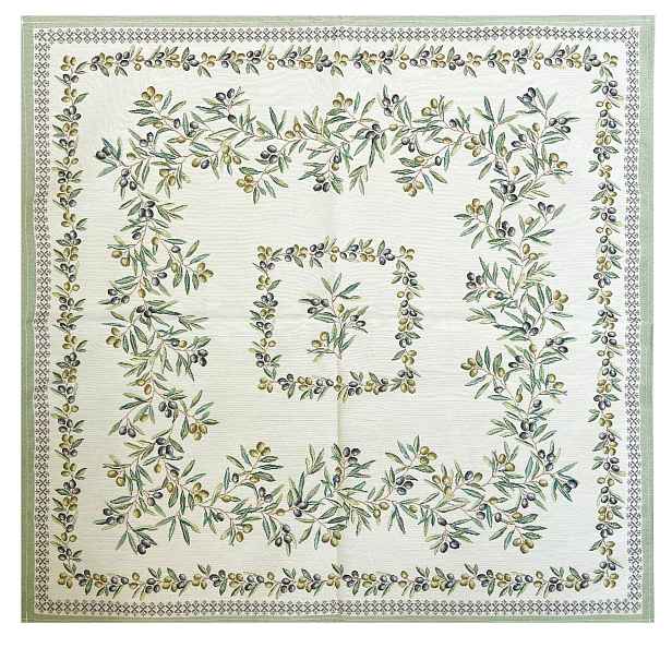 Gobelínový ubrus 90*90 cm, gobelínový, barevný, olivový