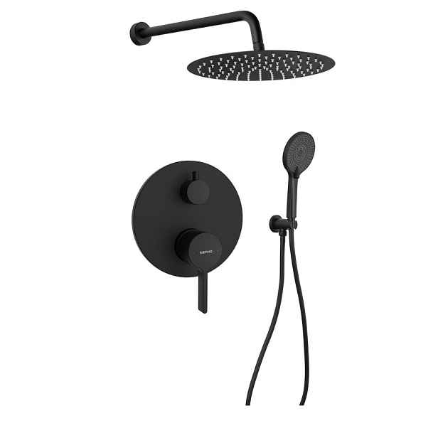 Sapho ICONIC podomítkový sprchový set s pákovou baterií, 2 výstupy, vyústění, černá mat