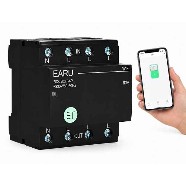 WiFi relé Tuya 3P+N 63A 3fázové Din Smart Life ovladač