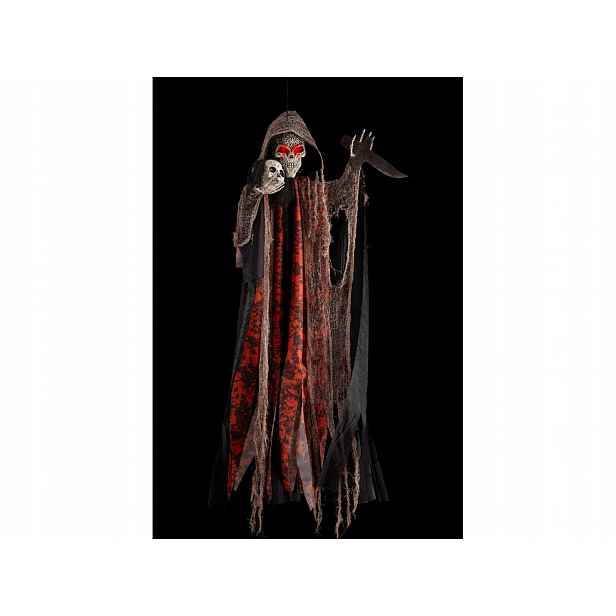 Závěsná dekorace Kostra s nožem a lebkou Halloween 120 cm