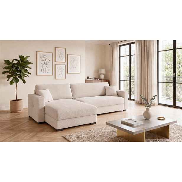 MID.YOU ROHOVÁ SEDAČKA, dřevo, textil, kompozitní dřevo, béžová