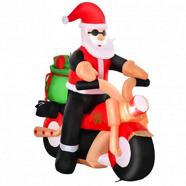 HOMCOM NAFUKOVACÍ Santa Claus na motorce 165 cm Santa Claus dárek LED