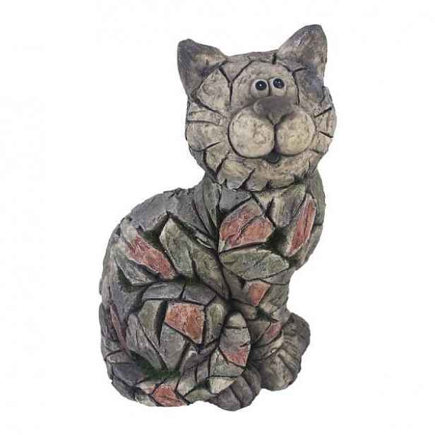 Kočka sedící terakota šedá 30cm