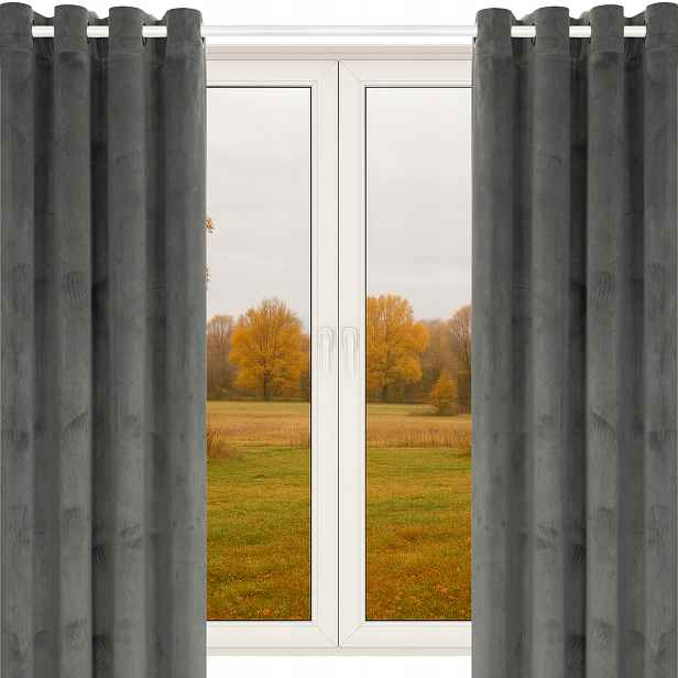 Velurové Záclony Na Průchodkách 140x250 Šedé 2 Kusy Silný Velur