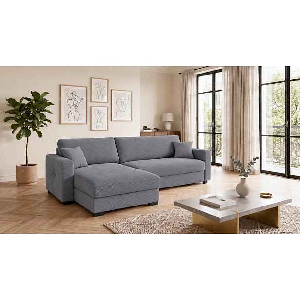 MID.YOU ROHOVÁ SEDAČKA, dřevo, textil, kompozitní dřevo, šedá
