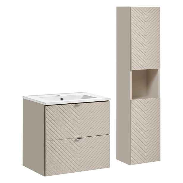 Comad Koupelnová sestava Viva Cashmere I s deskou, zápustným umyvadlem a skříňkami 60 cm kašmírová