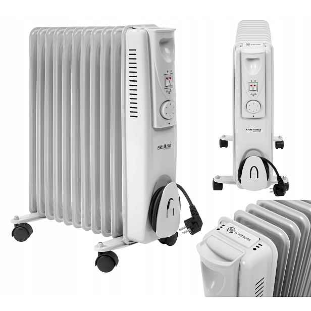 Olejový Radiátor Elektrický Radiátor Termostat 2500W 3 Úrovně Ohřevu