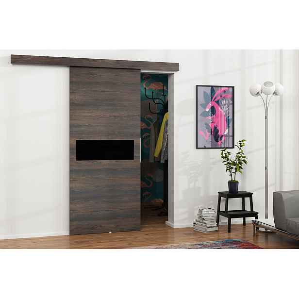 Posuvné interiérové dveře VIGRA 6 - 90 cm, černé / jasan tmavý
