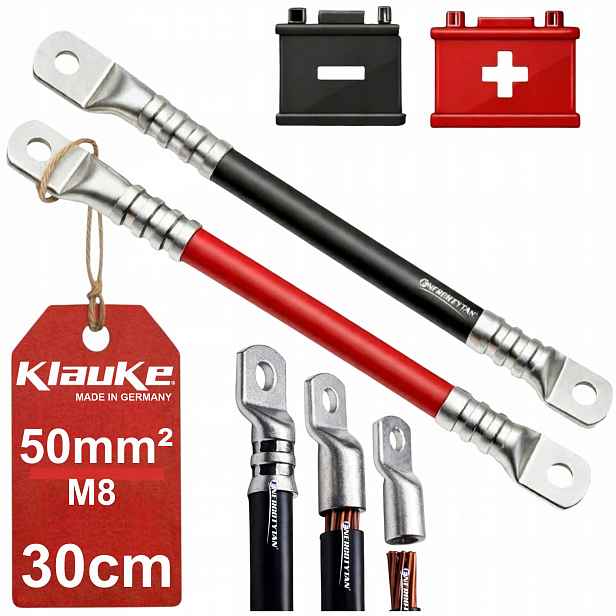 30 cm Sada Kabelů 50 mm2 M8 2xLgy pro akumulátory Měnič Napětí Hmotnost 0,3 m