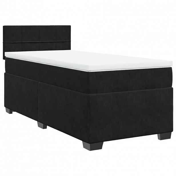 vidaXL Box spring postel s matrací černá 90x200 cm samet