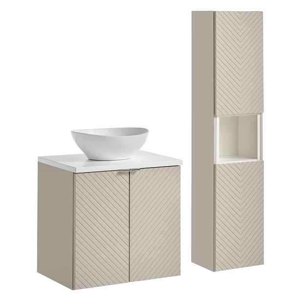 Comad Koupelnová sestava Viva Cashmere s deskou, umyvadlem a skříňkami 60 cm kašmírová/bílá