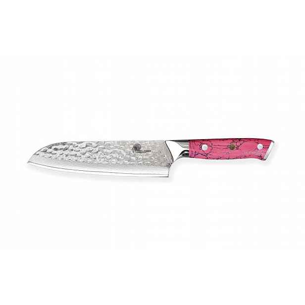 Nůž Dellinger Pink Stone Santoku 180 mm K-H256 VG10 Damascus 61 Hrc