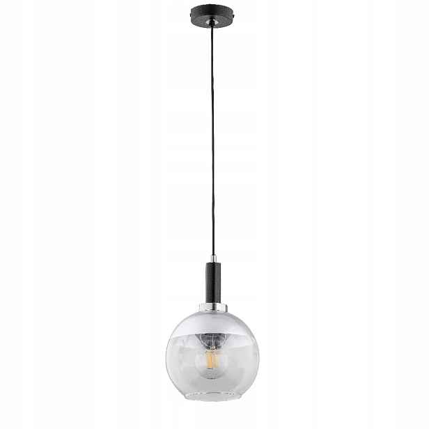 Závěsná lampa Alfa Adria černo-stříbrná, kov, kulatá, 1xE27, IP20