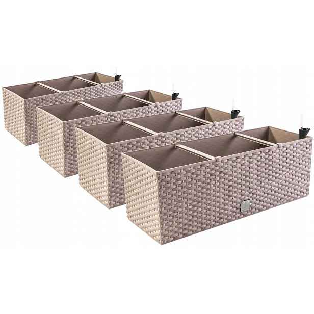 4 x květináče balkonové truhlíky podlouhlé 50 cm samozavlažovací DRTC500 mocca
