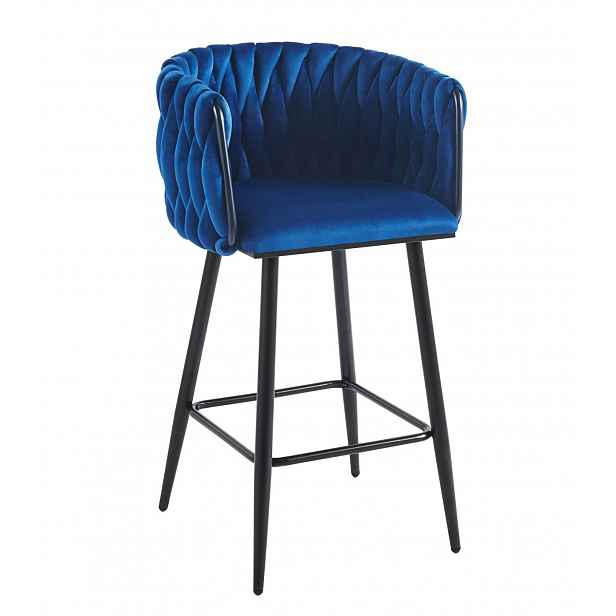 Designová barová židle ZULIMARA - modrá / černá