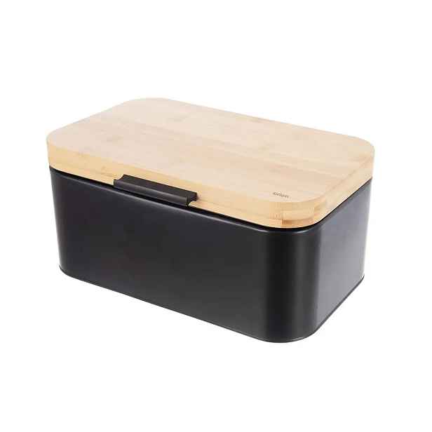 Orion Chlebník BLACK,  plech/bambus,  30 x 19,5 x 14,5 cm