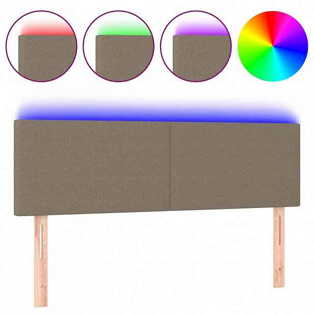 vidaXL Čelo postele s LED taupe 144x5x78/88 cm textil