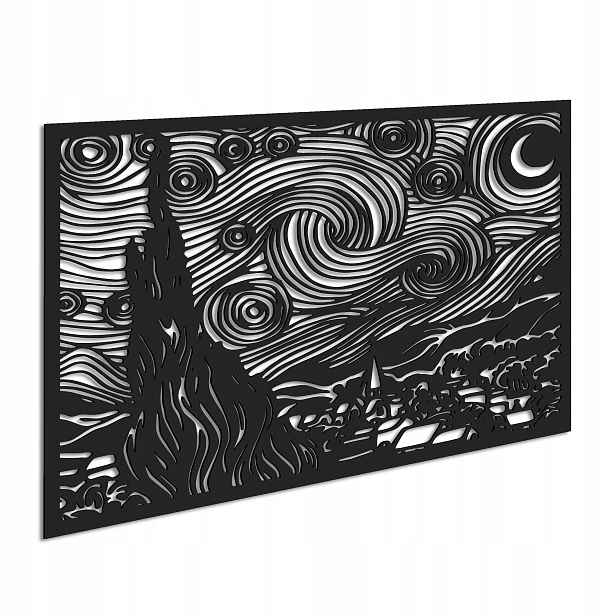 Dřevěný 3D obraz Van Gogh Starry Night Nástěnná Dekorace Dárek
