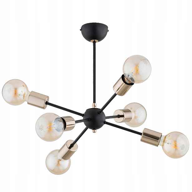 Alfa Stropní svítidlo loft černo-zlatá 6xE27 15W 45x49 Cm Timos